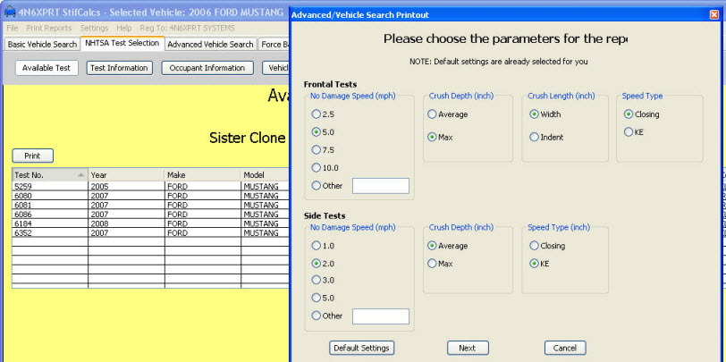 Test Summary Report Parameter screen