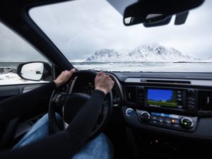 Driver at the wheel of the car